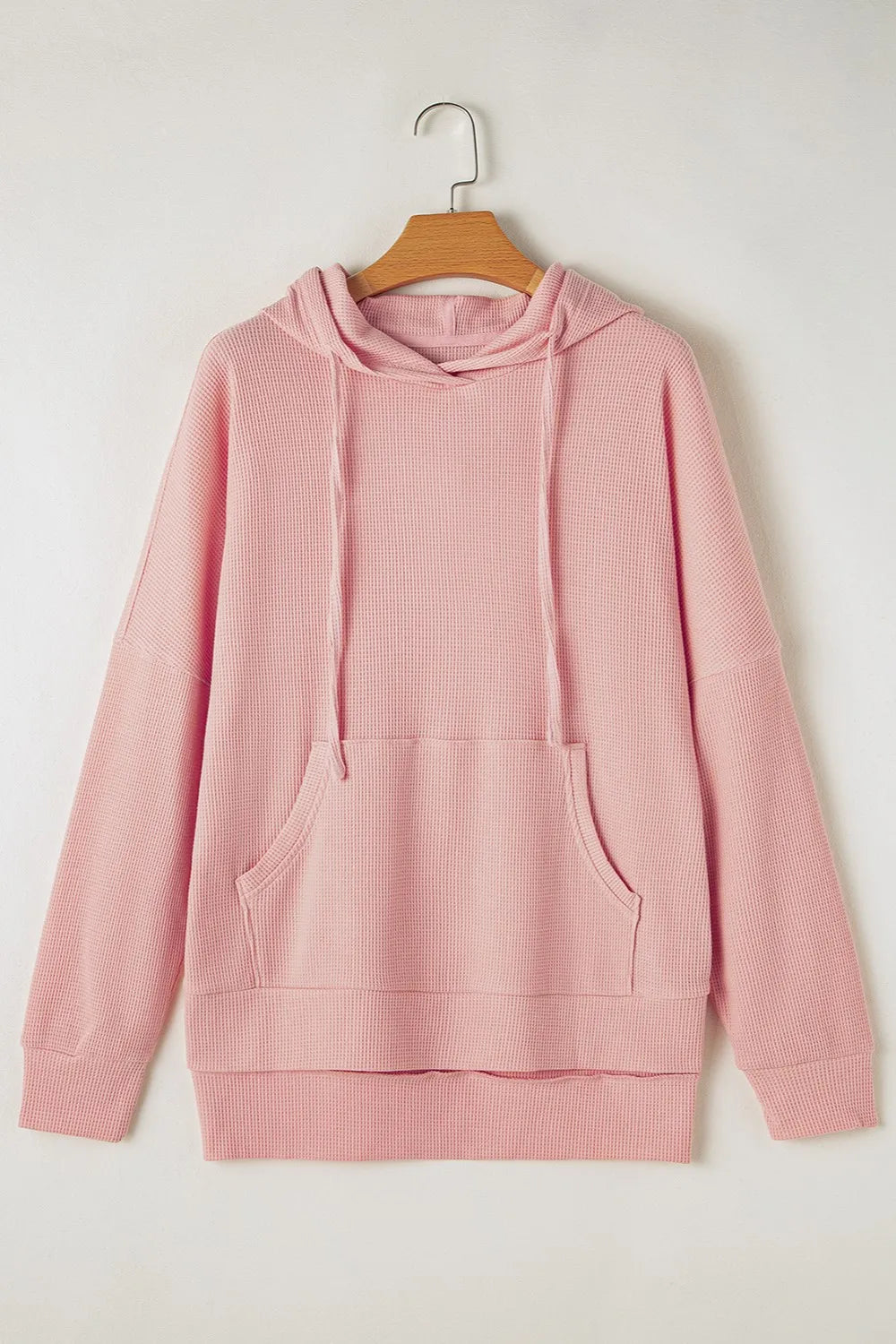 Waffle-Knit Long Sleeve Hoodie