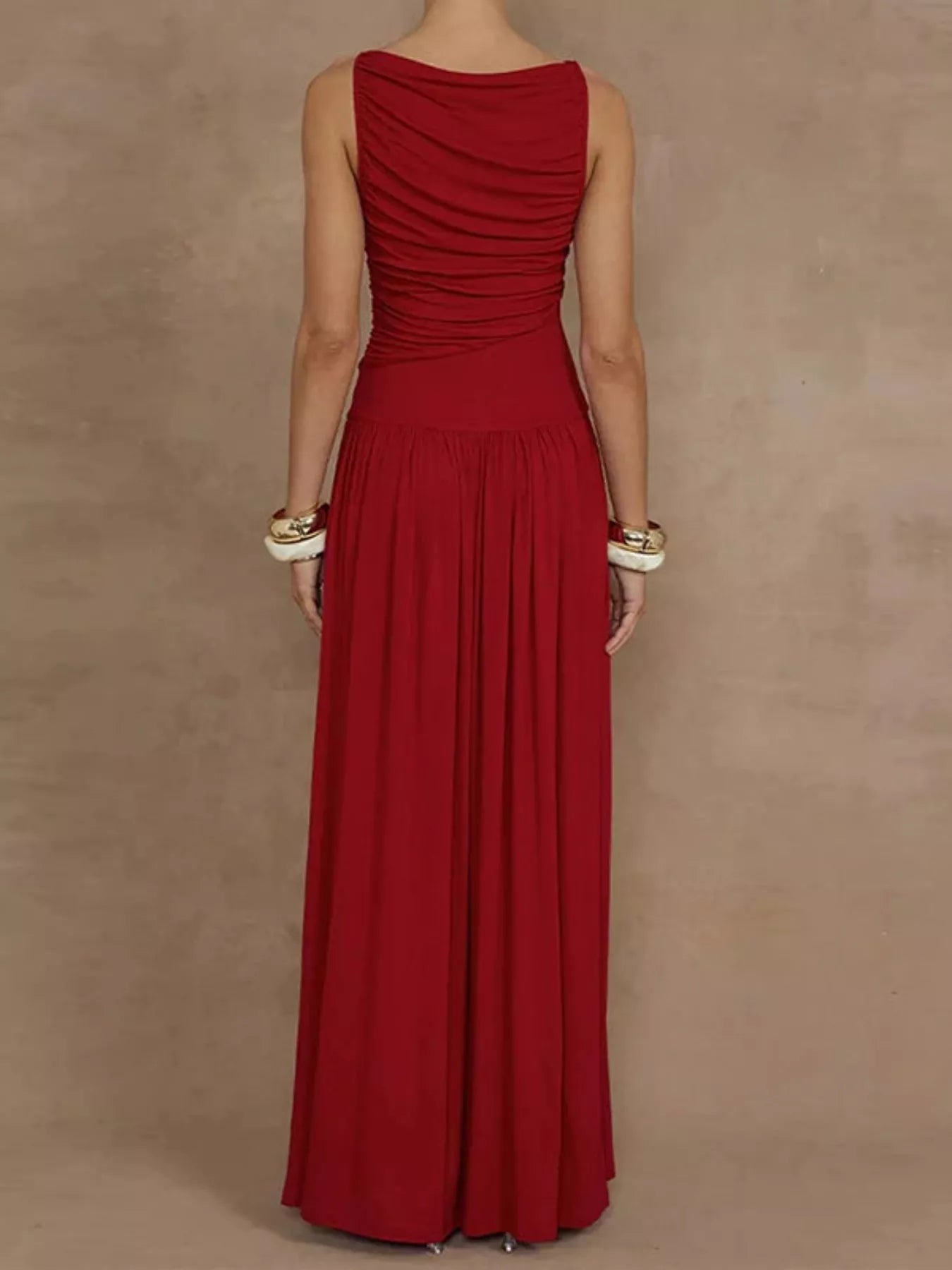 Ruched Sleeveless Maxi Dress