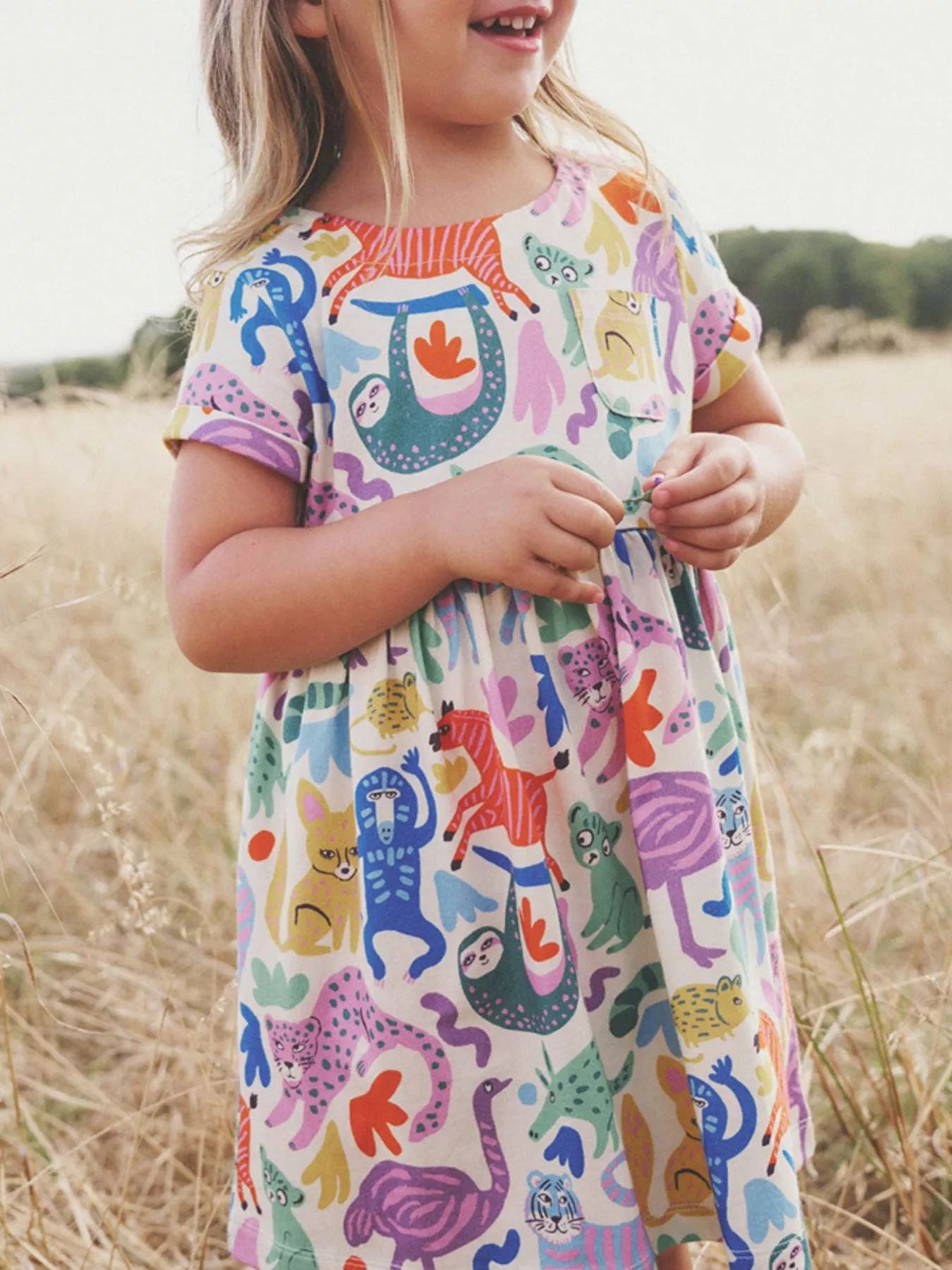 Children's Animal Print Short Sleeve Dress