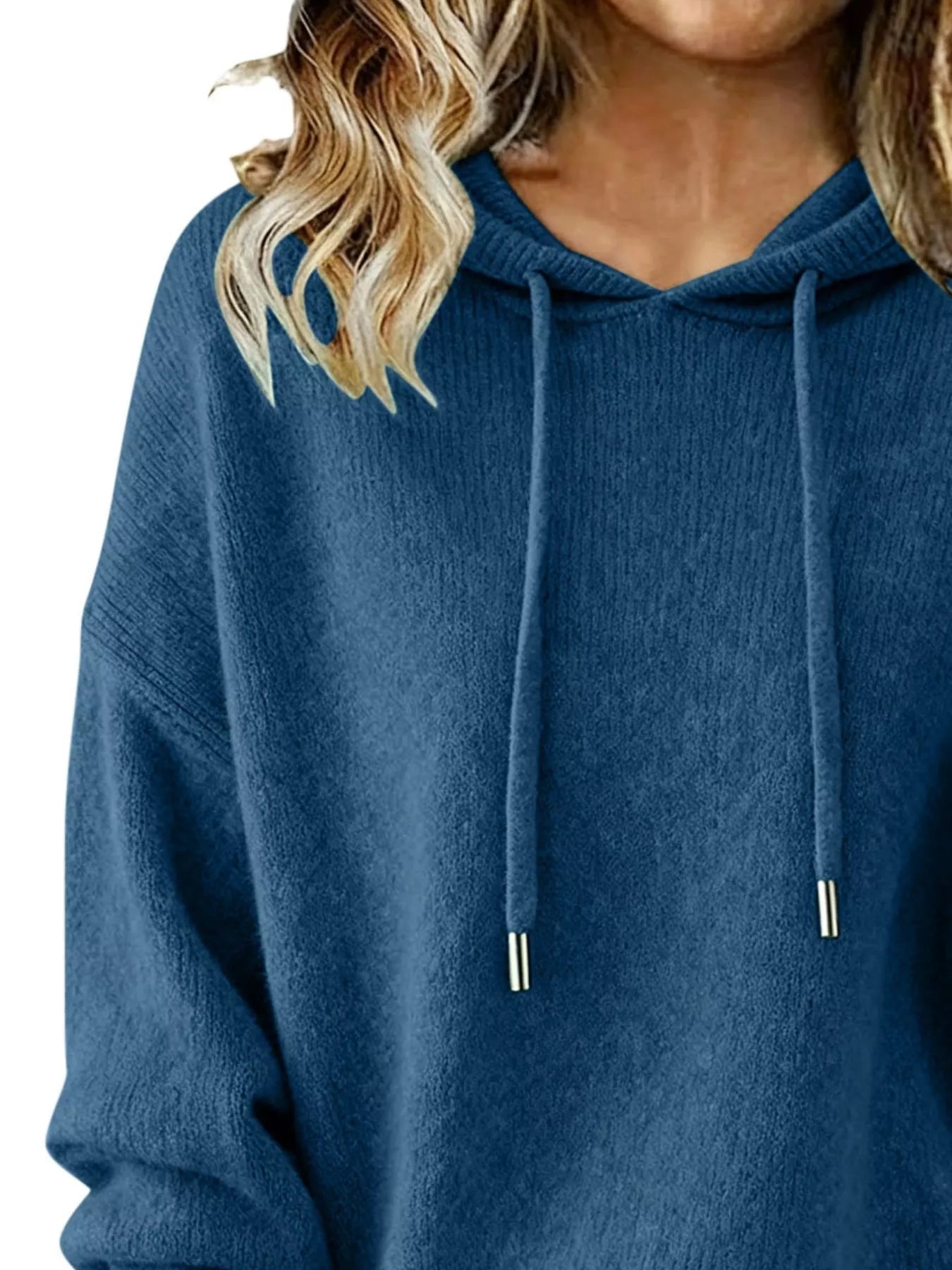 Drawstring Long Sleeve Hooded Sweater