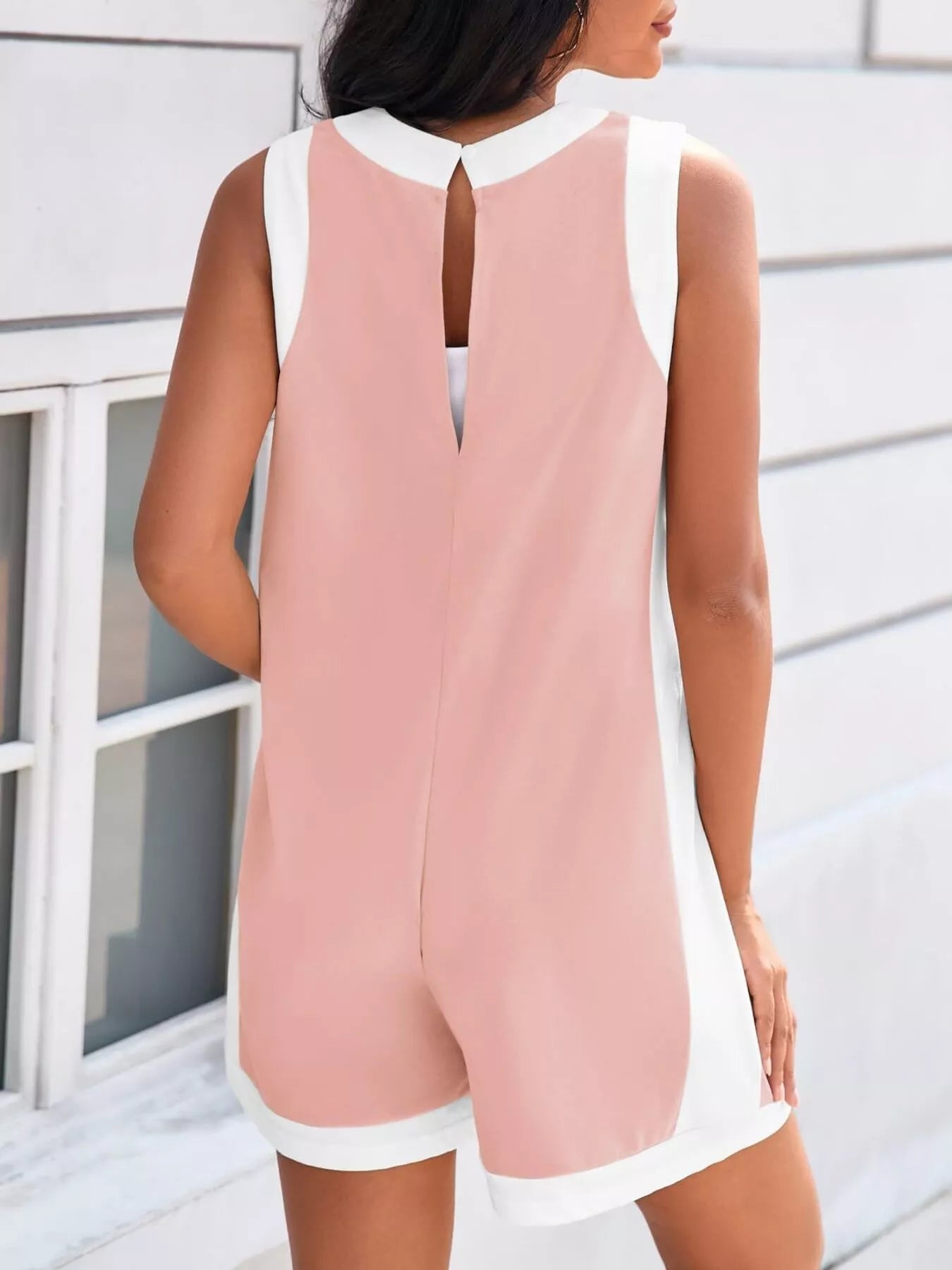 Contrast Trim Sleeveless Romper