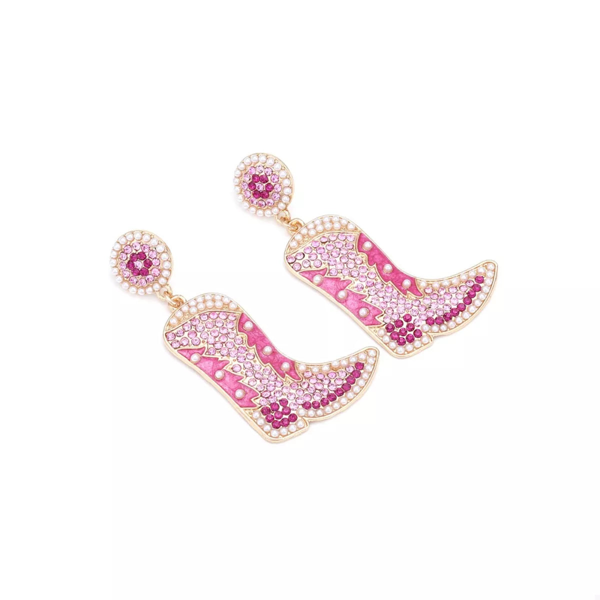 Rhinestone Cowboy Boot Dangle Earrings
