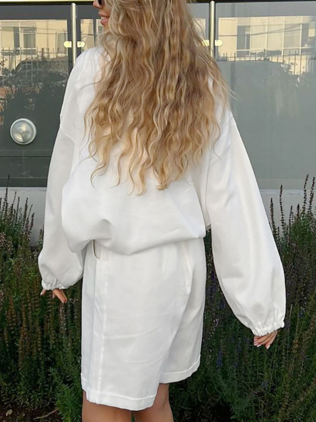 Snap Detail Long Sleeve Top and Shorts Set