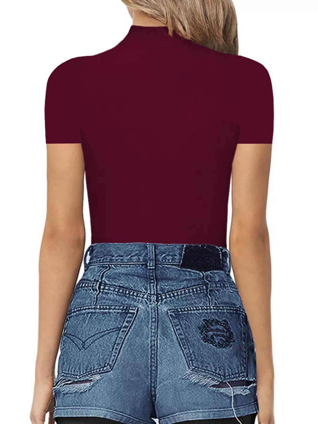 Mock Neck Short Sleeve Bodysuit