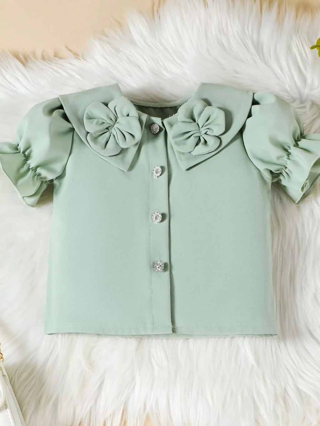 Children's Floral Decor Ruffle Trim Top & Pants Set