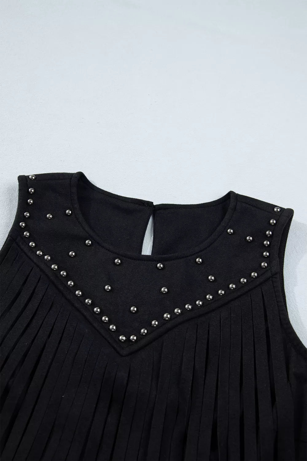Western Fringe Rivet Paneling Bust Sleeveless Top