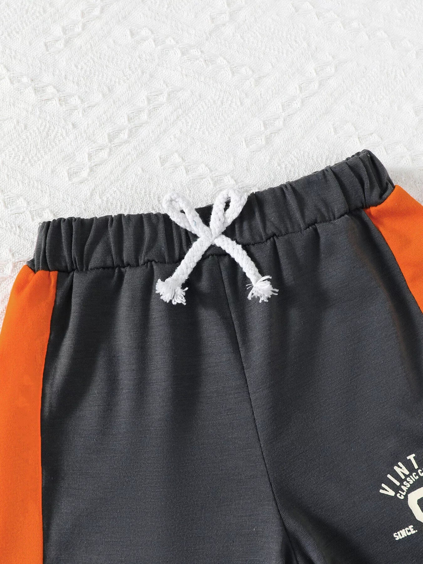 Children's Vintage Style Color Block T-Shirt & Shorts Set