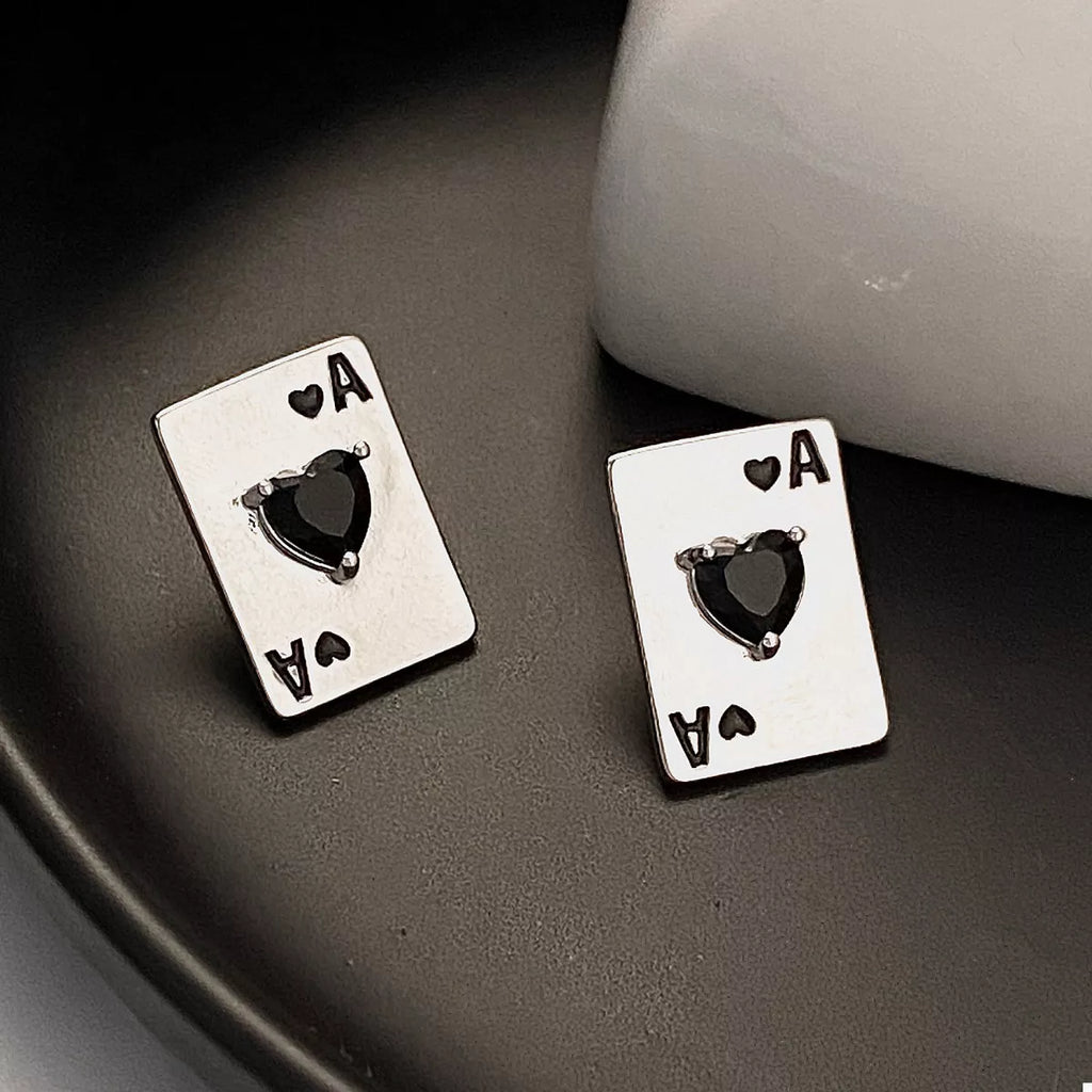 Poker Card Ace of Hearts Stud Earrings