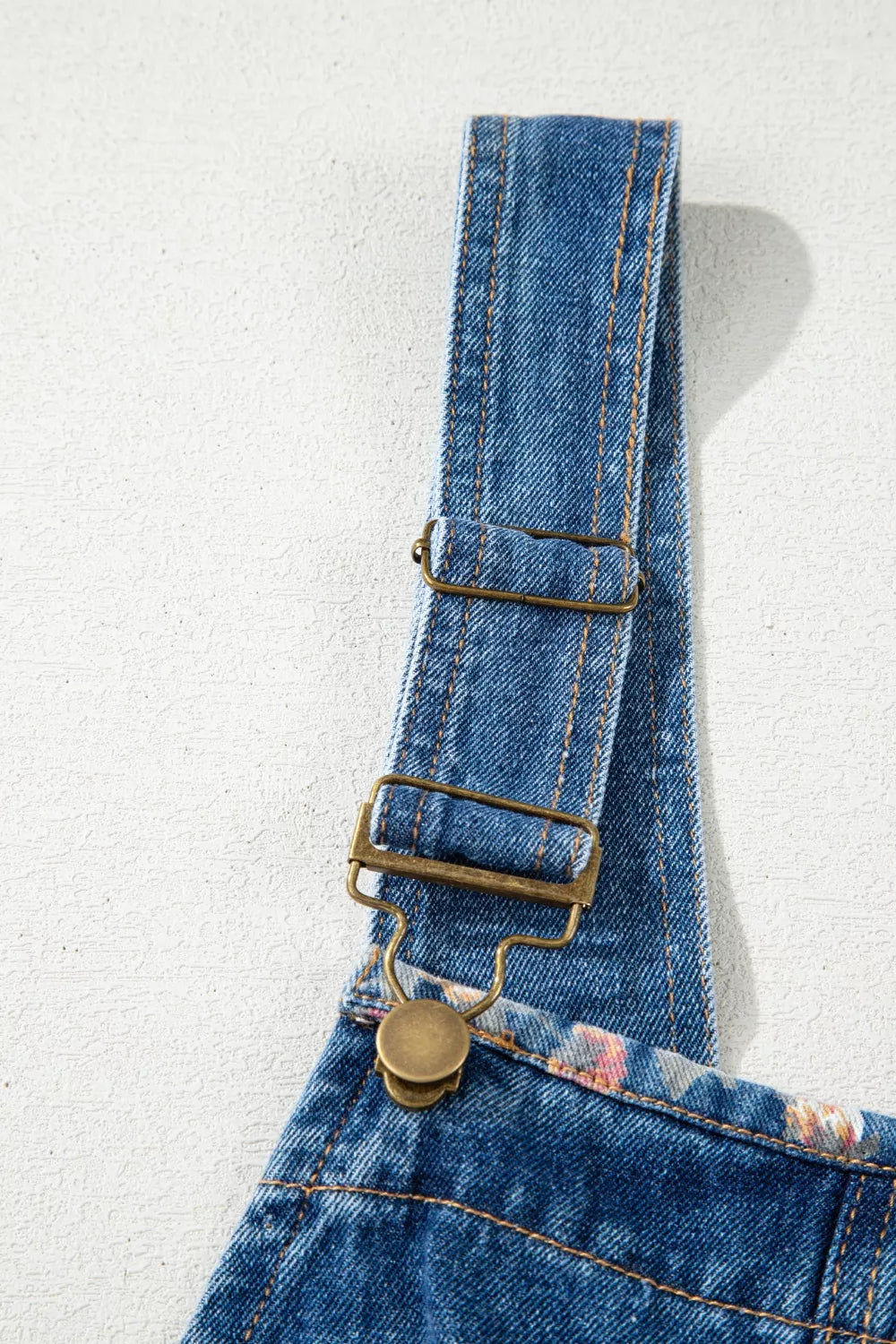 Vintage Rose Printed Pleated Loose Denim Overall
