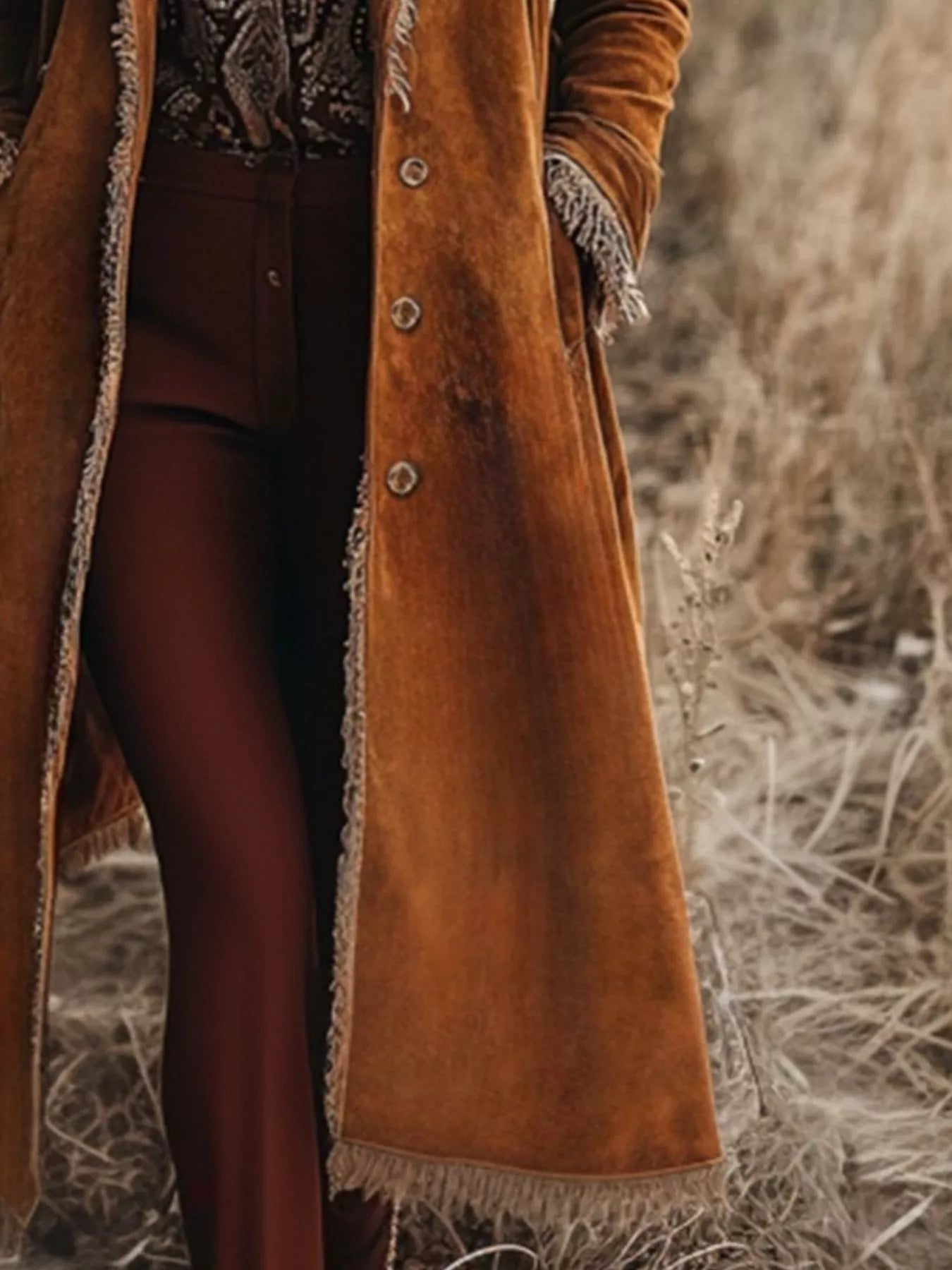Fringe Trim Longline Outerwear