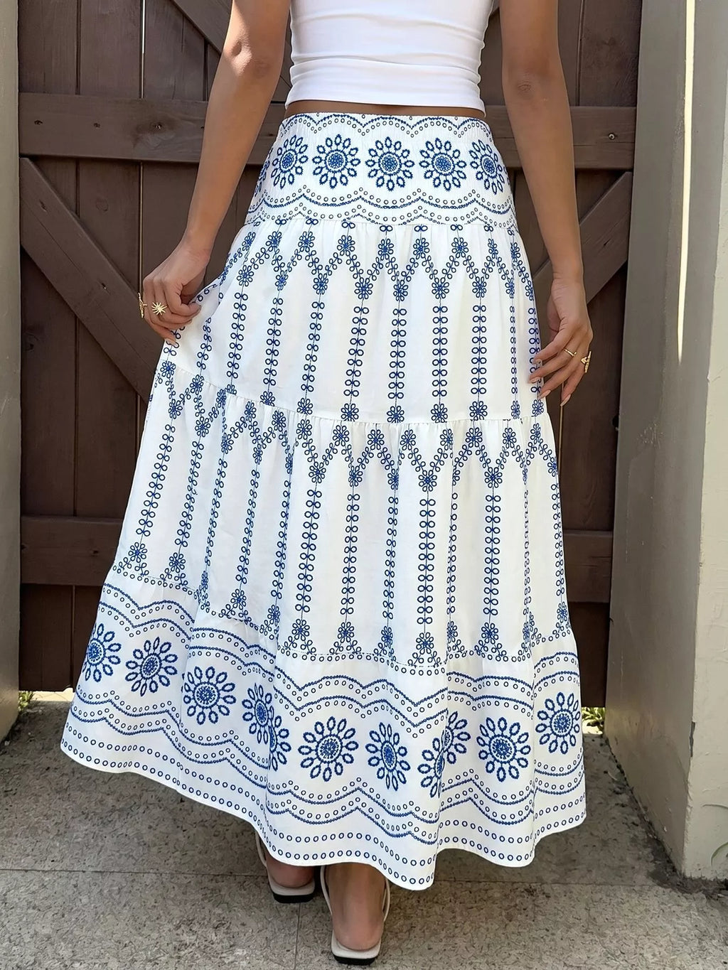 Printed Tiered Maxi Skirt
