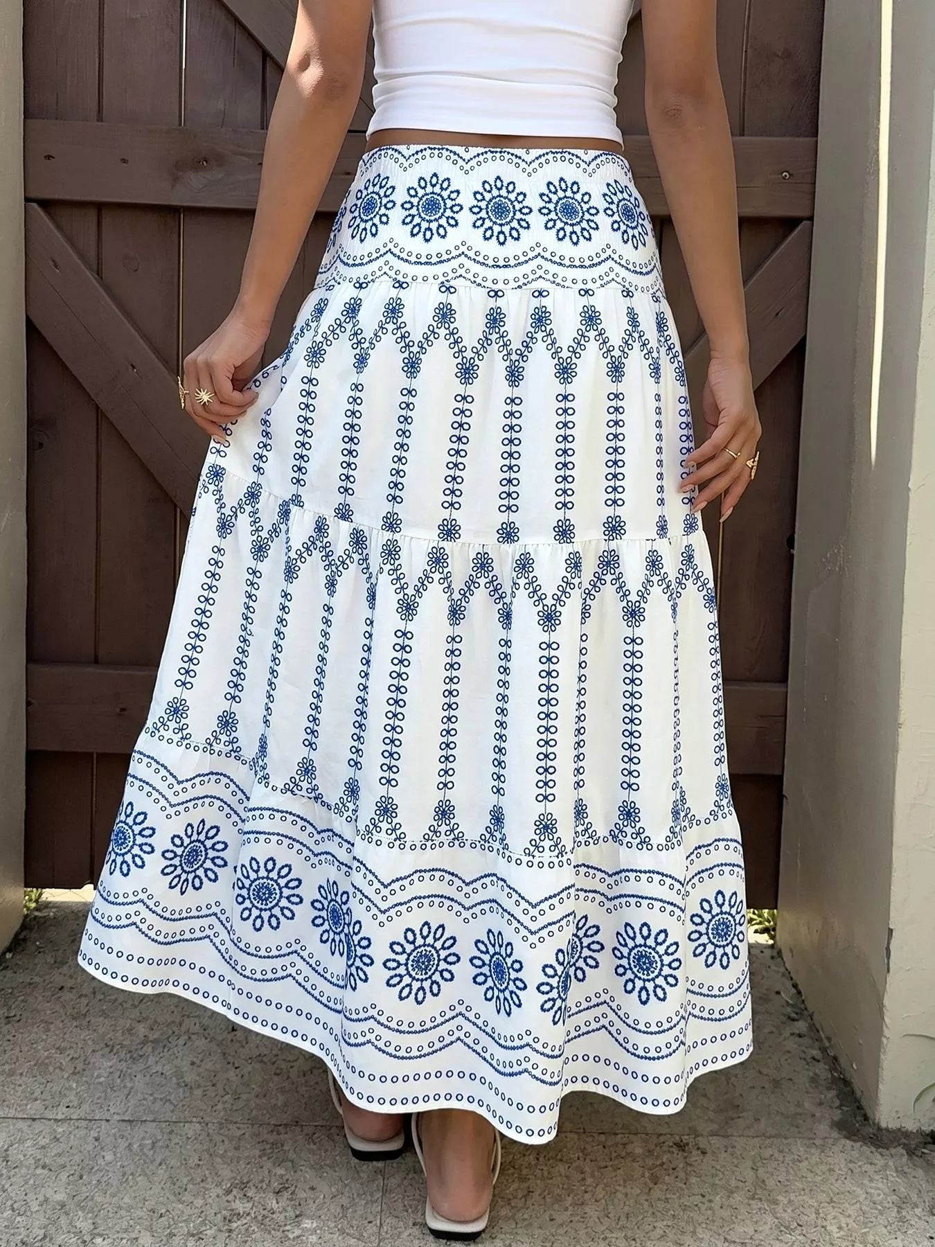 Printed Tiered Maxi Skirt