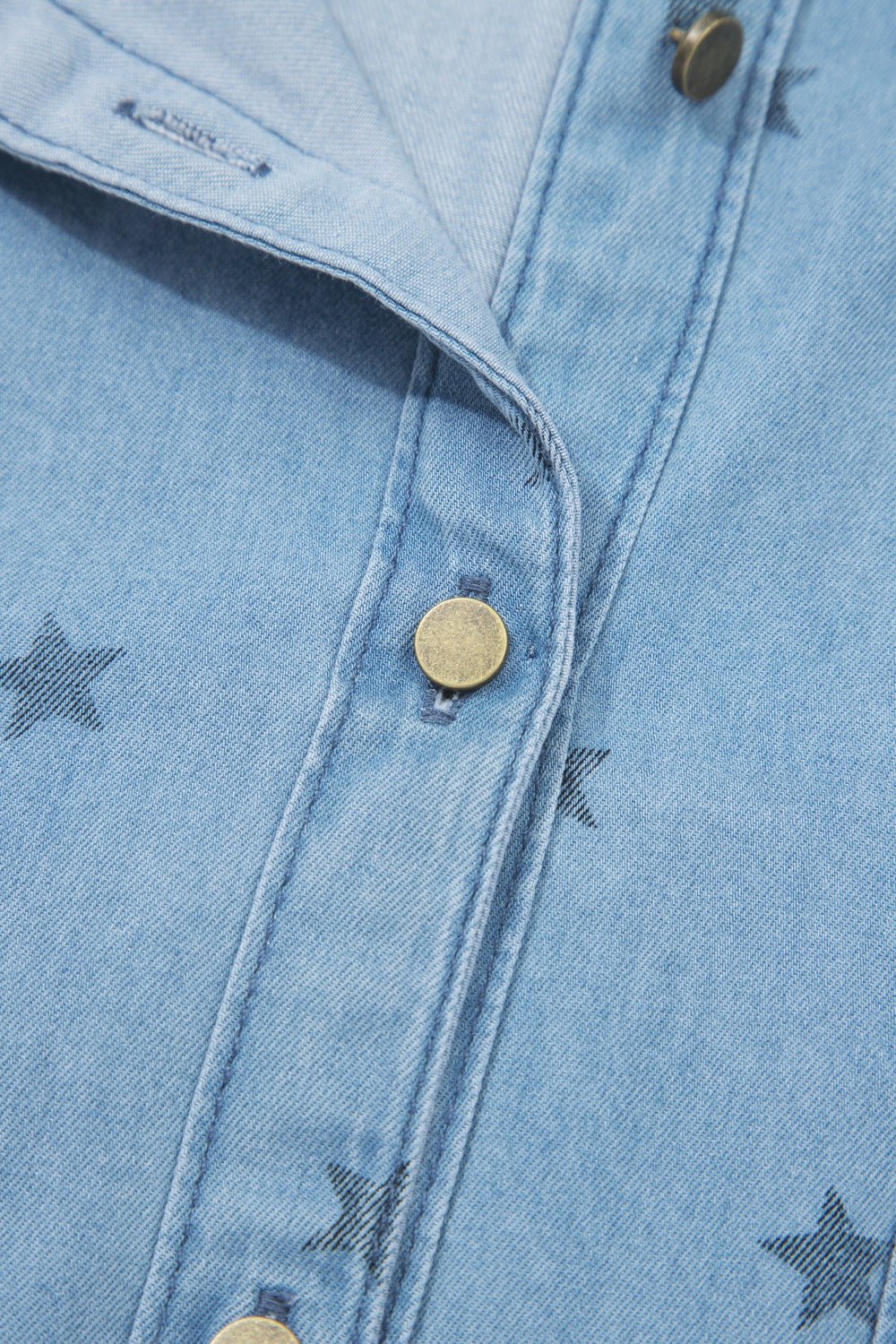 Double Chest Pocket Short Sleeve Denim Shirt