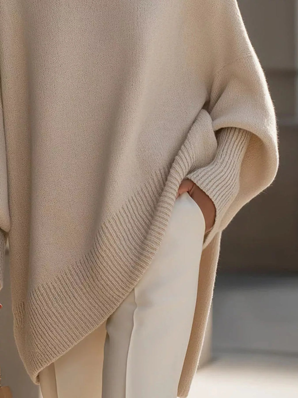 Oversized Batwing Sleeve Knit Sweater
