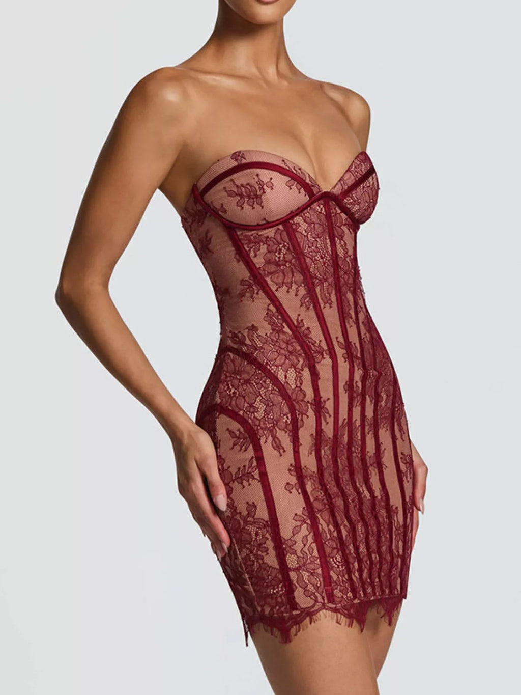 Lace Detail Tube Mini Dress