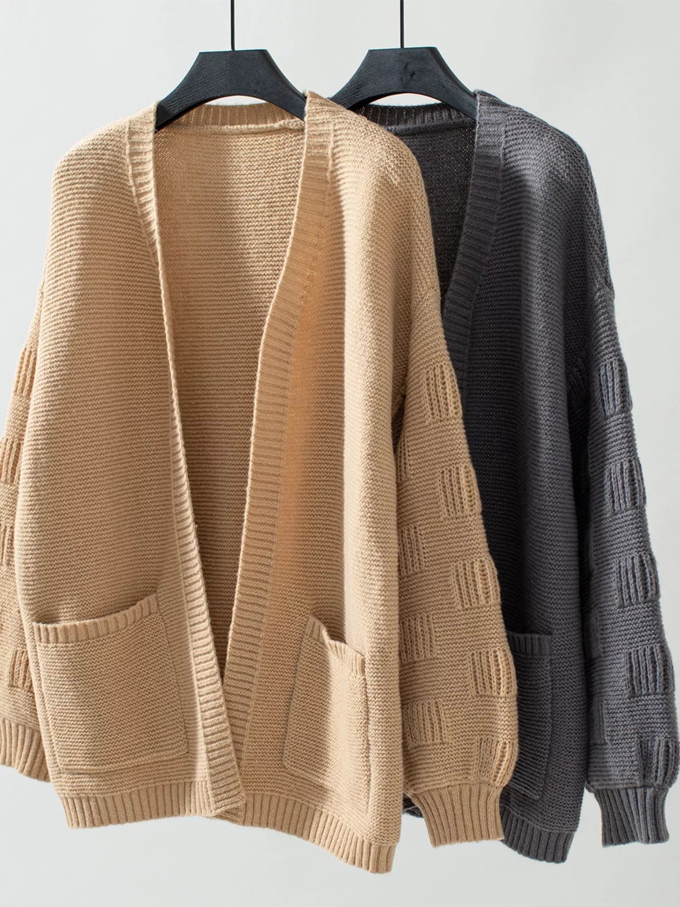 Textured Knit Open Front Cardigan