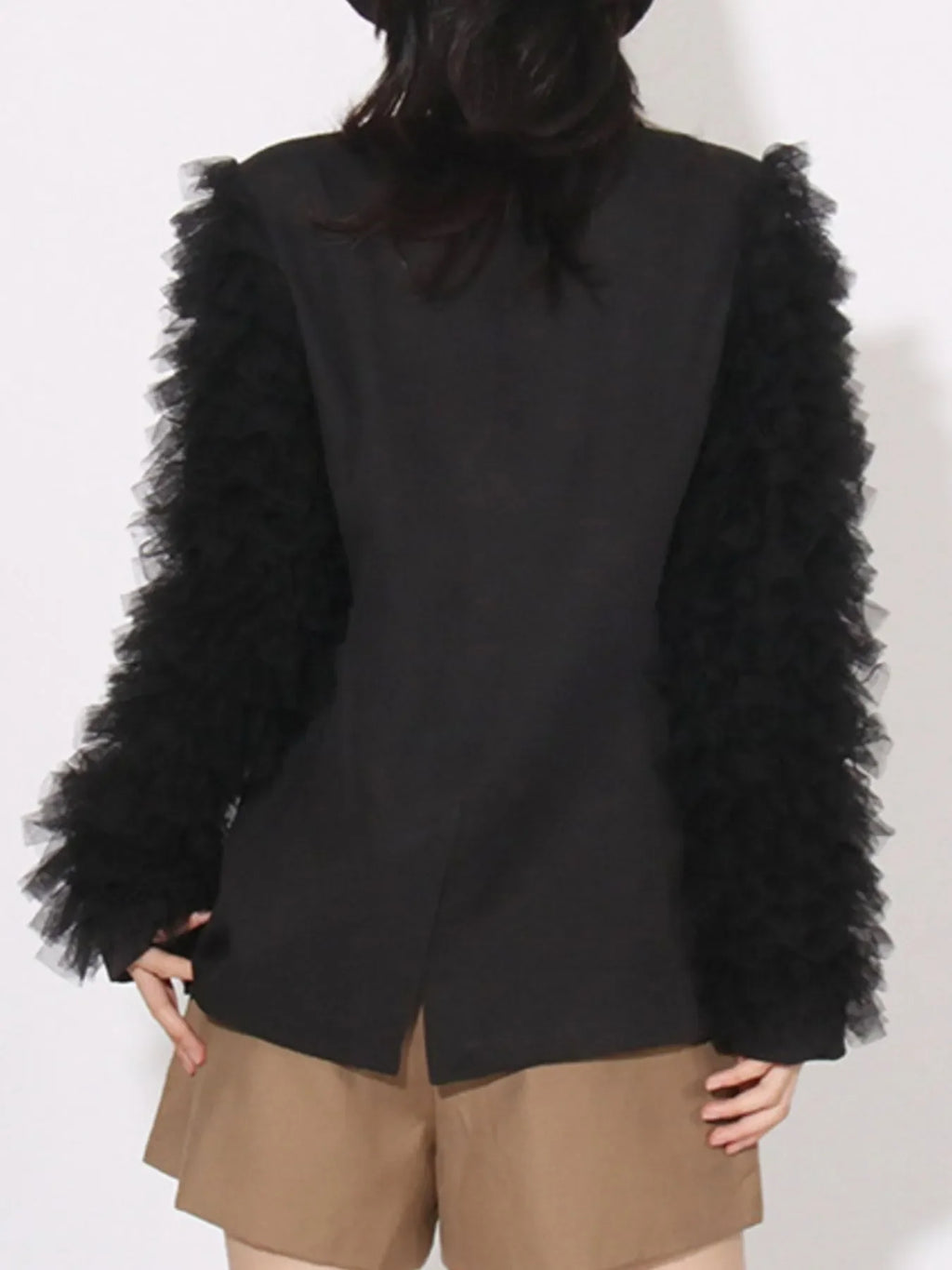 One Button Mesh Long Sleeve Blazer
