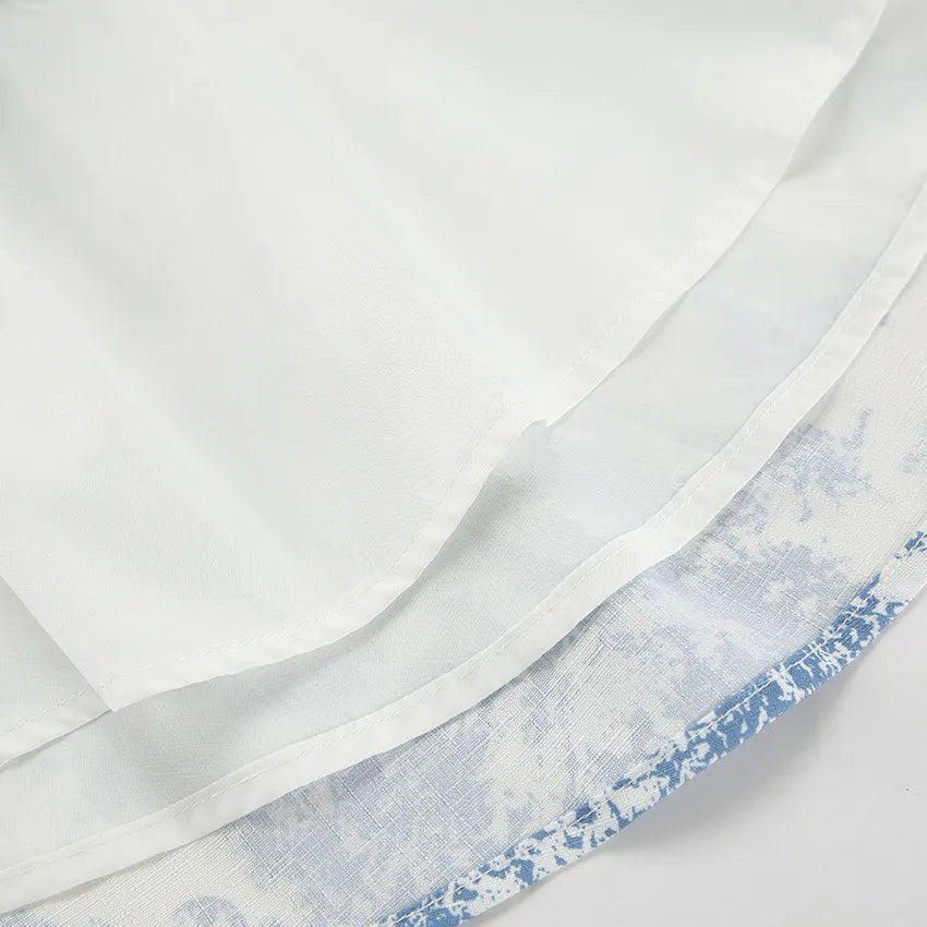 Printed Mock Neck Top and Skirt Set