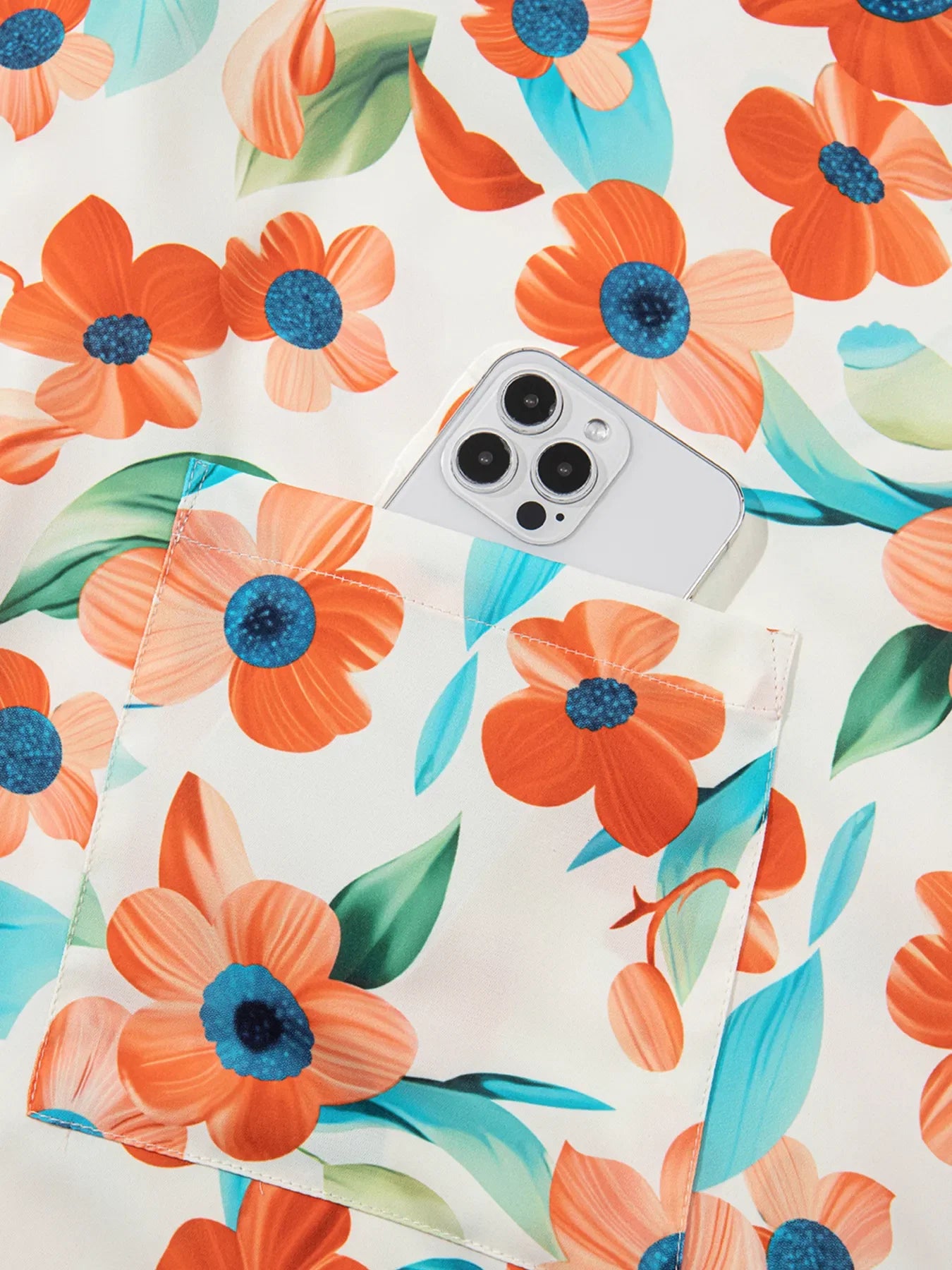 Contrast Trim Floral Split Neck Puff Short Sleeve Tiered Mini Dress