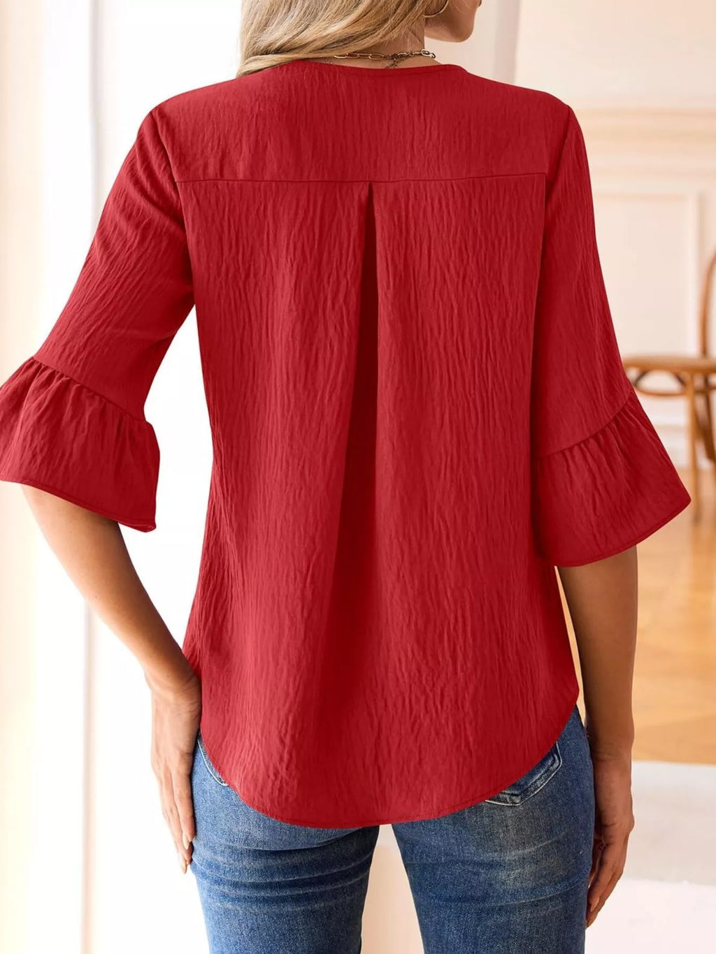 Ruffled Flounce Sleeve Blouse