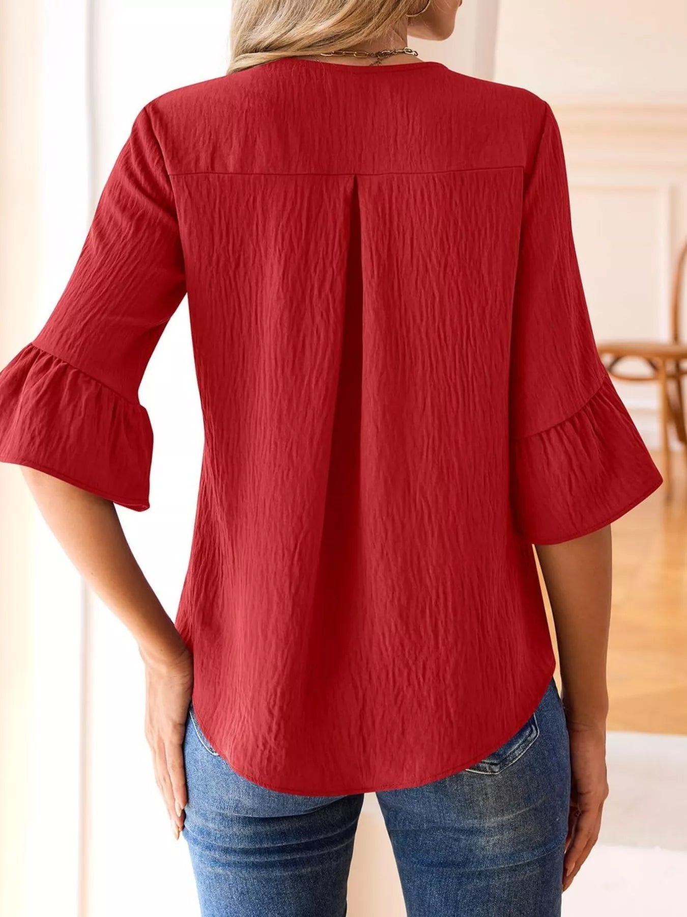 Ruffled Flounce Sleeve Blouse