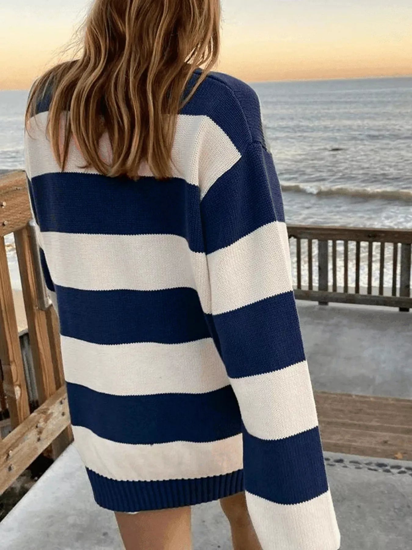 Nautical Striped Round Neck Sweater