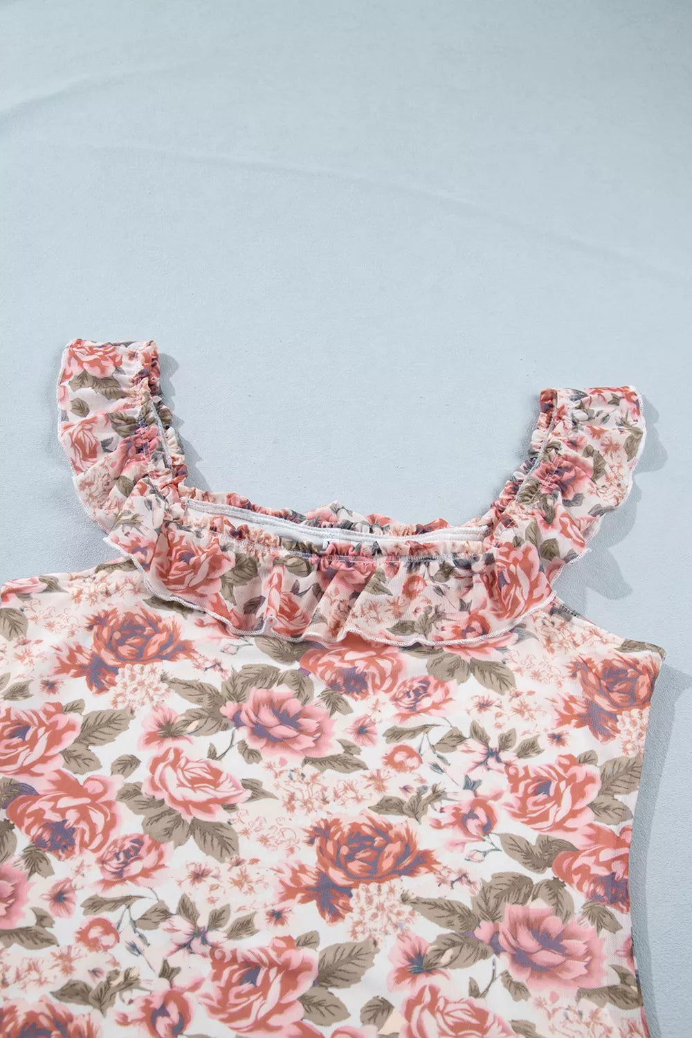 Floral Print Ruffle Trim Tank