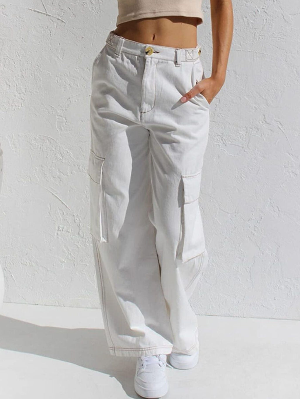 High-Waisted Wide Leg Cargo Jeans