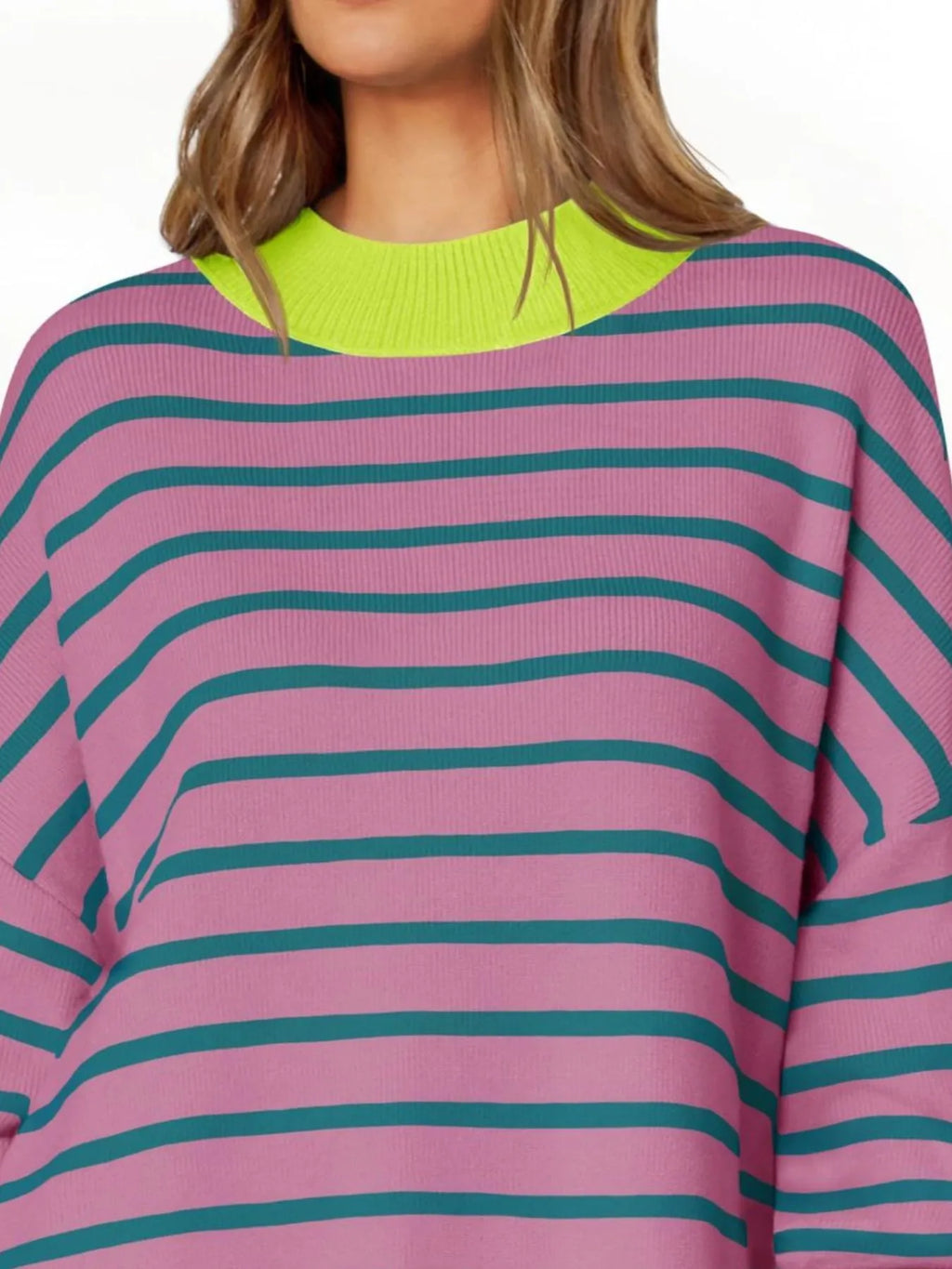 Striped Round Neck Long Sleeve Sweater