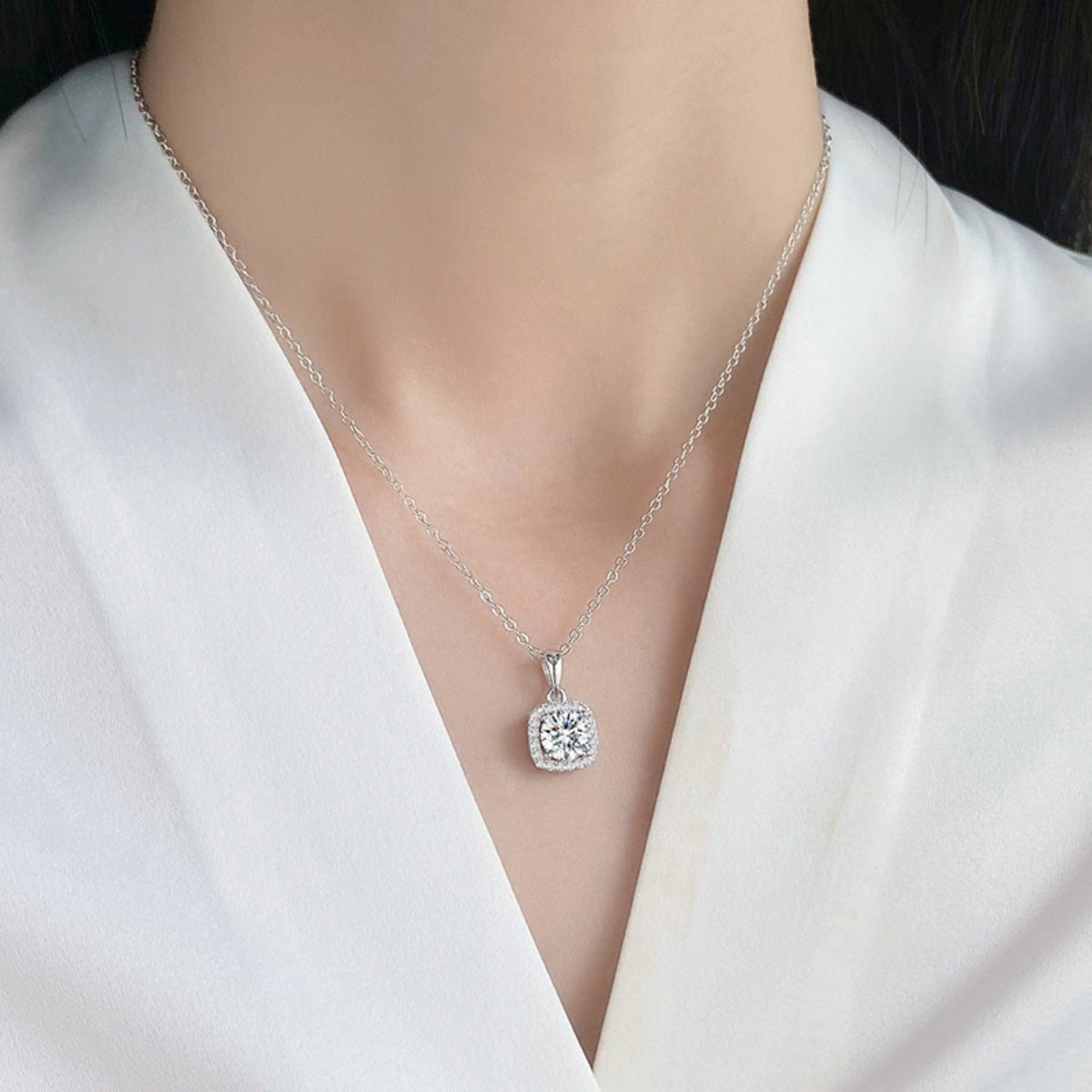 Moissanite 925 Sterling Silver Pendant Necklace
