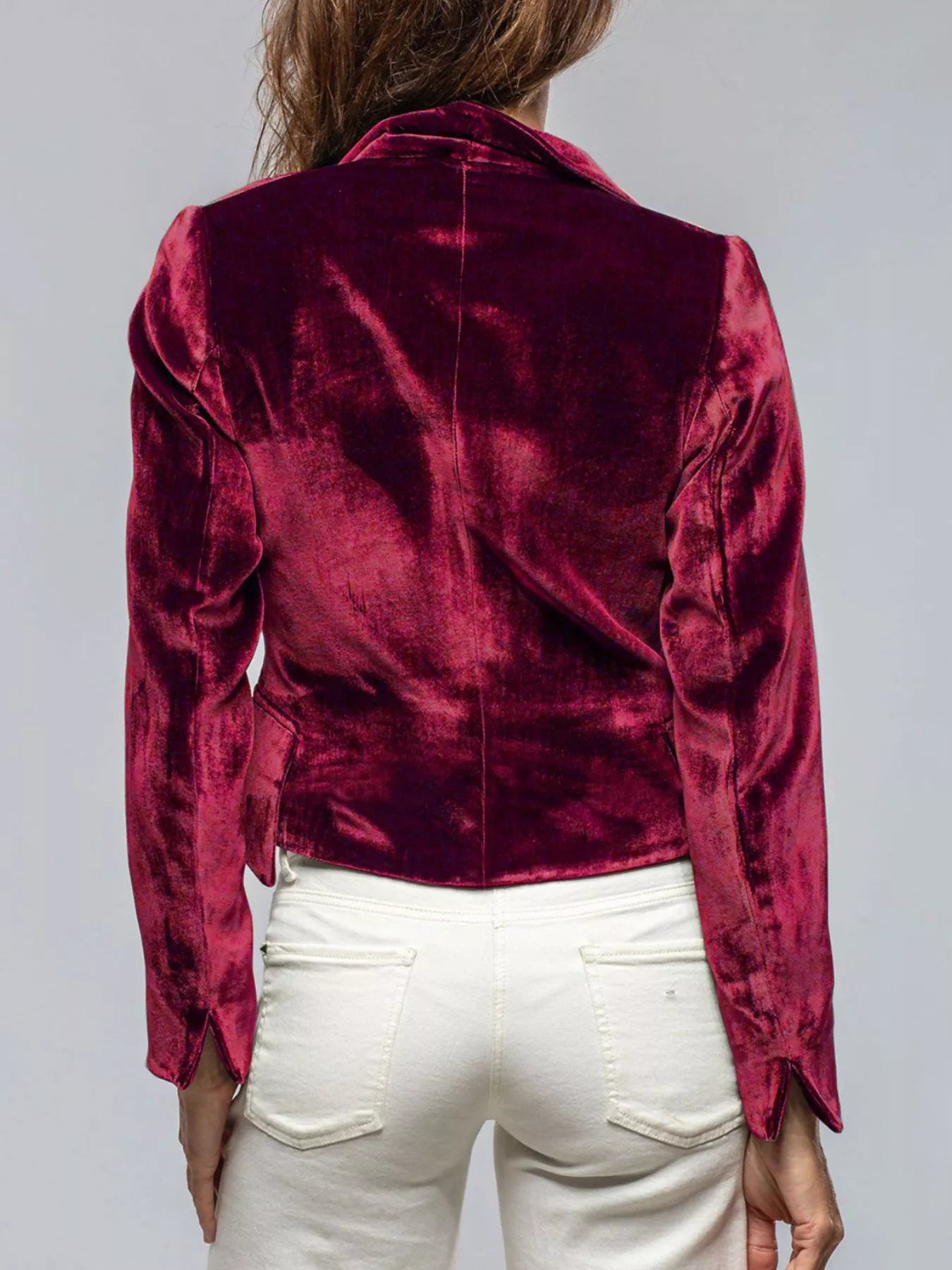 Velvet Lapel Collar One Button Blazer
