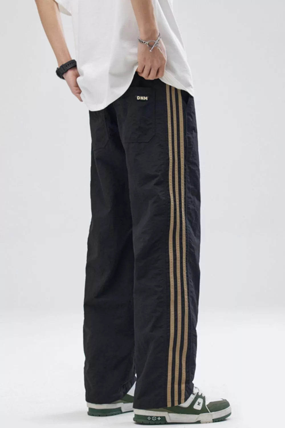Men's Full Size Side Stripes Wide Leg Pants Plus Size
