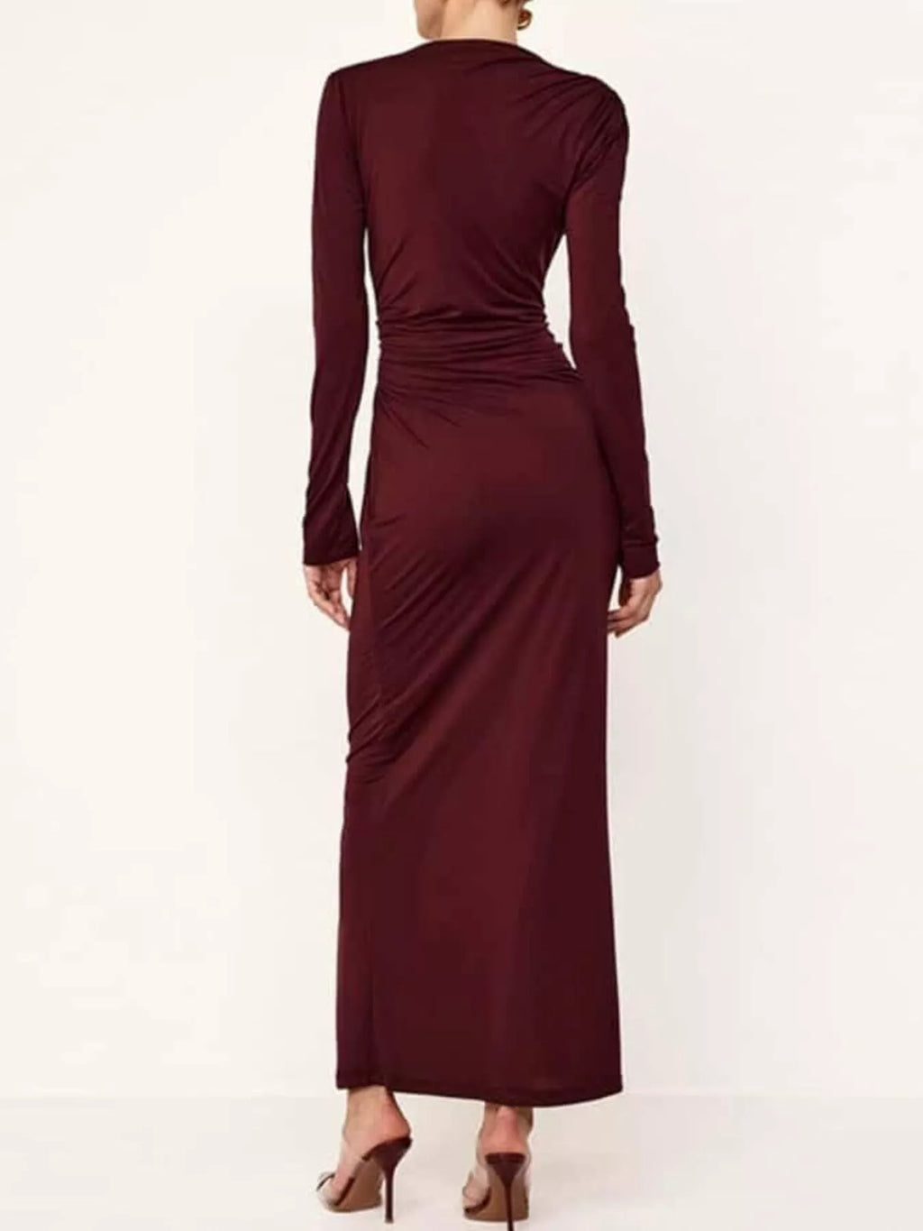 Ruched Long Sleeve Bodycon Maxi Dress