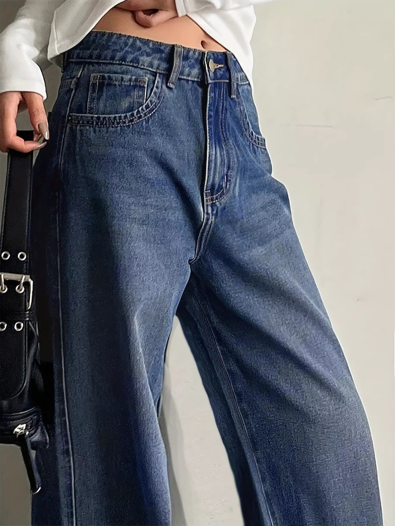 Wide Leg Vintage Wash Jeans