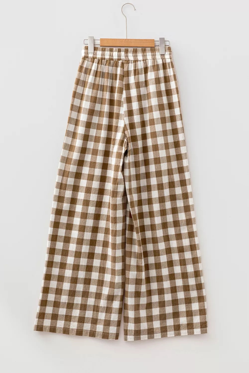 Gingham Plaid Tie Elastic Waist Shift Pants