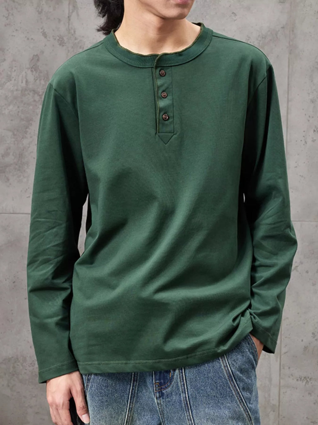 Men's Plus Size Casual Henley Long Sleeve T-Shirt