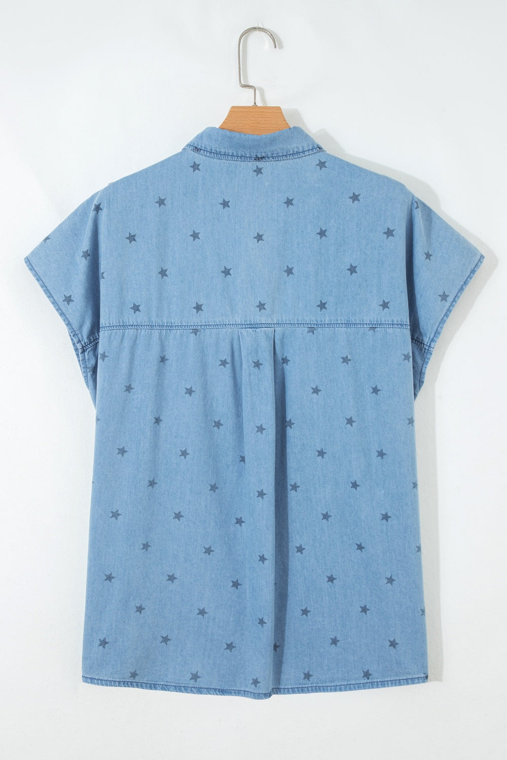 Double Chest Pocket Short Sleeve Denim Shirt