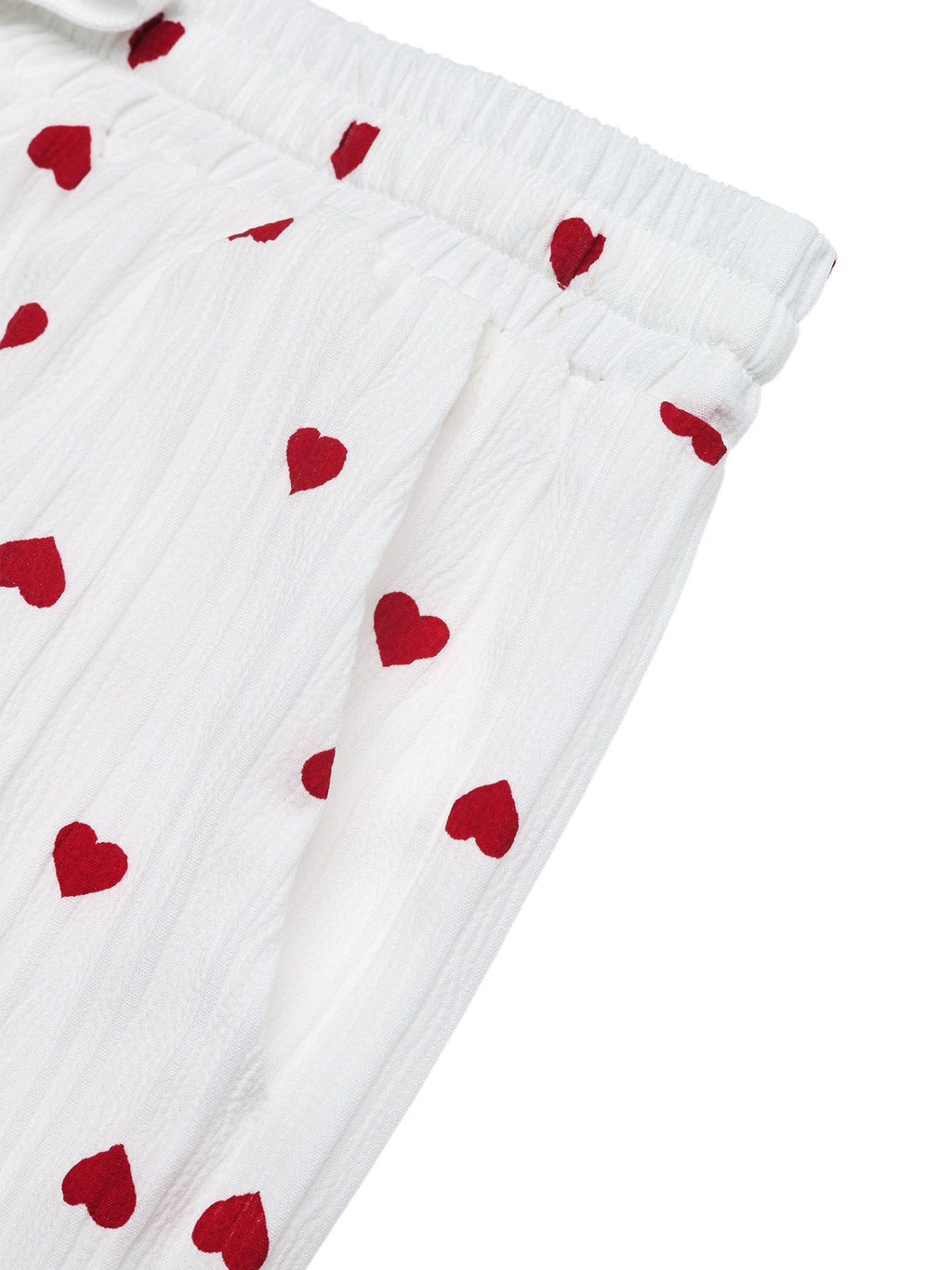 Heart Print Drawstring Waist Wide Leg Pants
