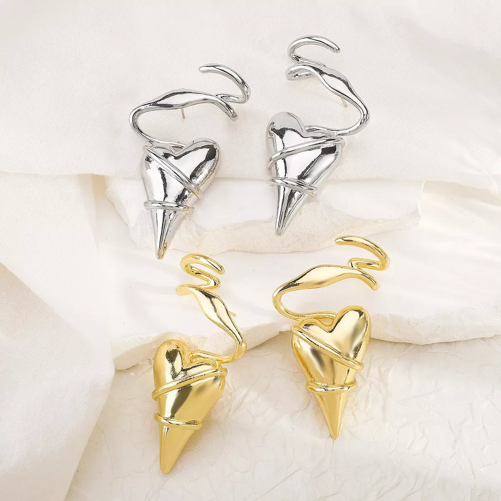Heart-Shaped Twisted Wire Earrings