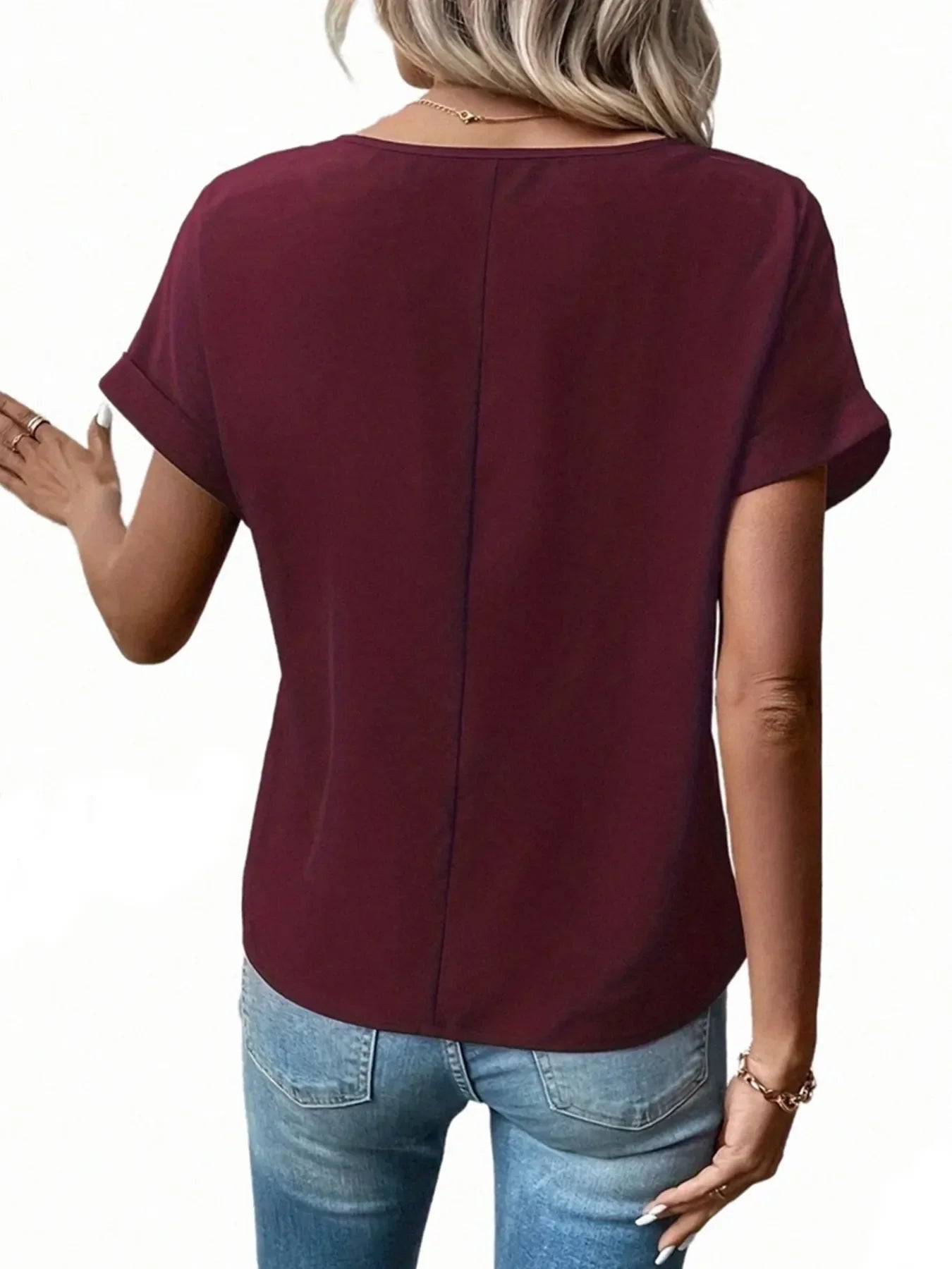 Casual Zipper Front Short Sleeve Blouse