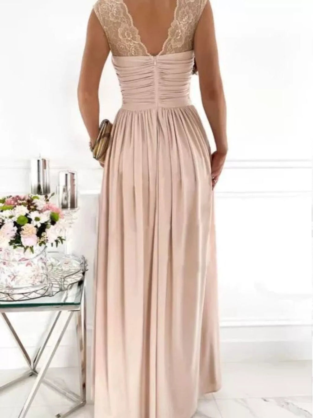 High Slit Lace Detail Maxi Dress