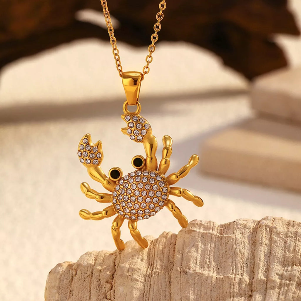 18K Gold-Plated Crab Pendant Necklace