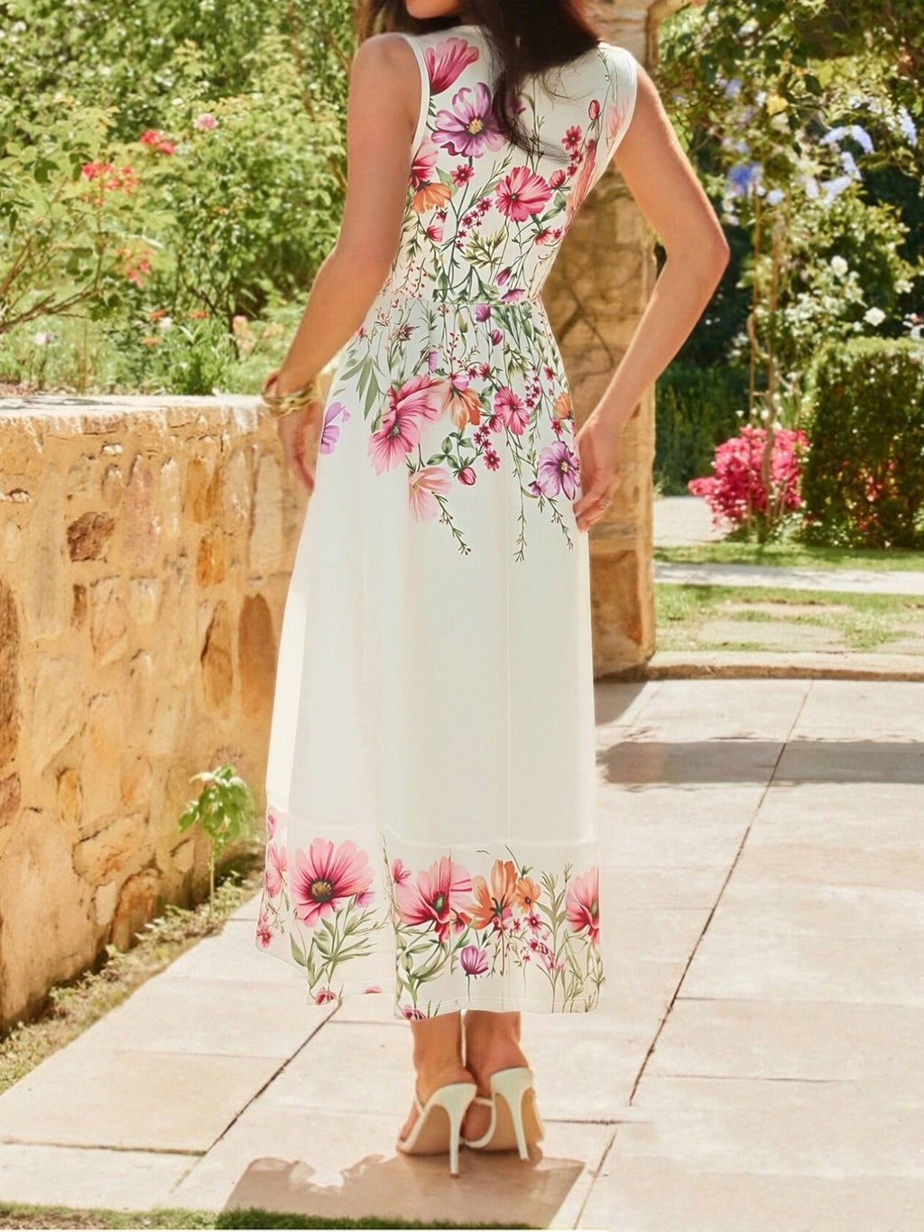 Floral Print Square Neck Dress