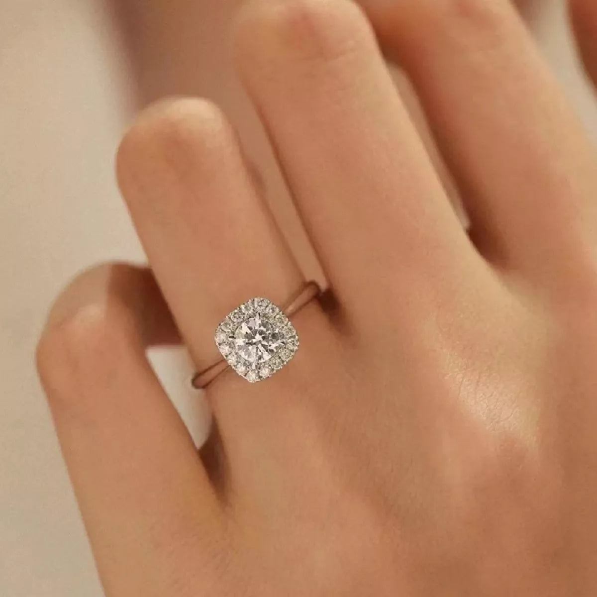 1 Carat 925 Sterling Silver Moissanite Square Ring