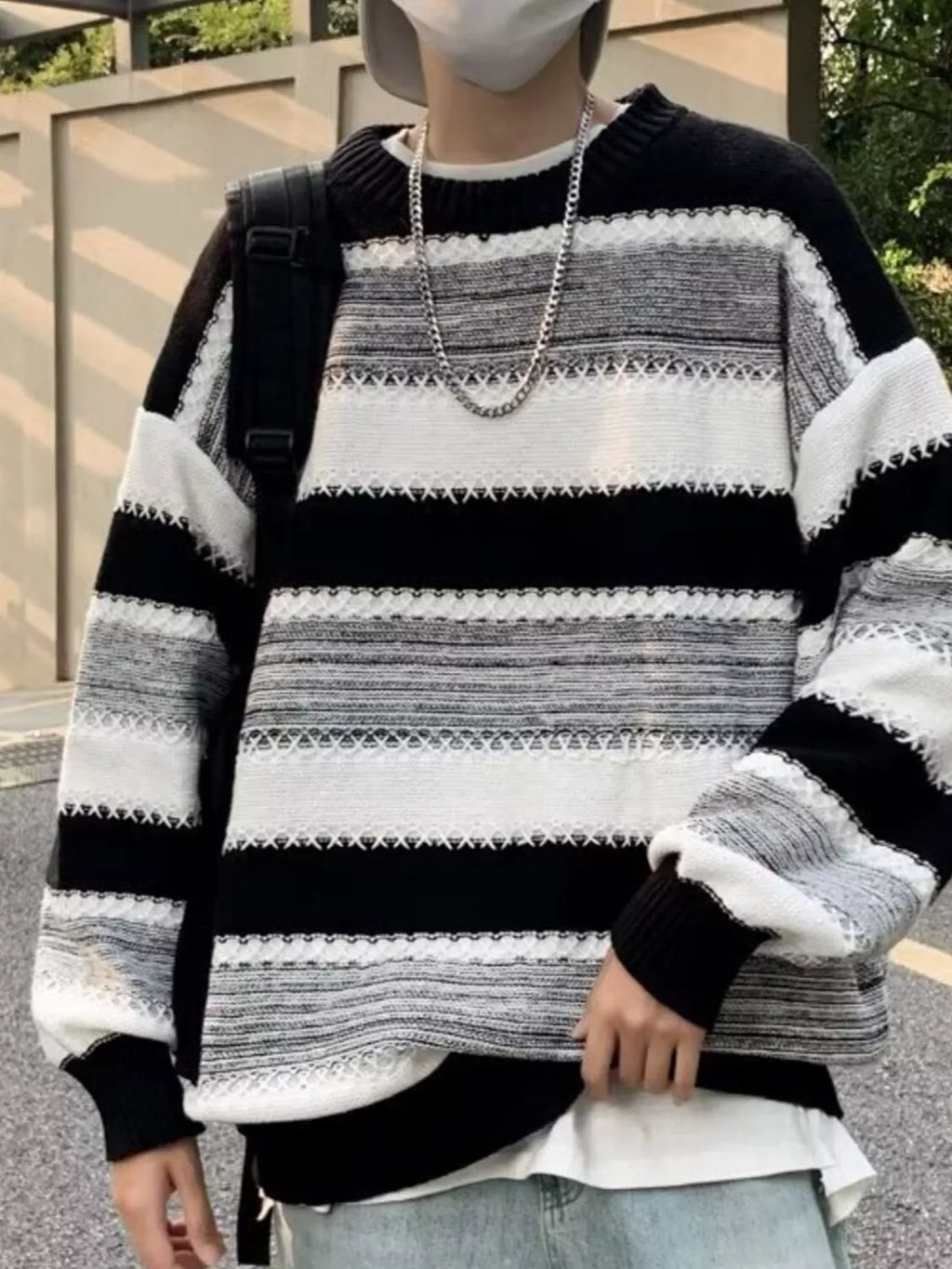 Men's Striped Pattern Relaxed Fit Sweater