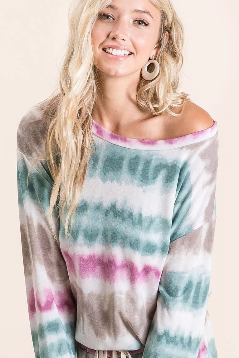 BiBi Tie Dye Print Terry Sweatshirt
