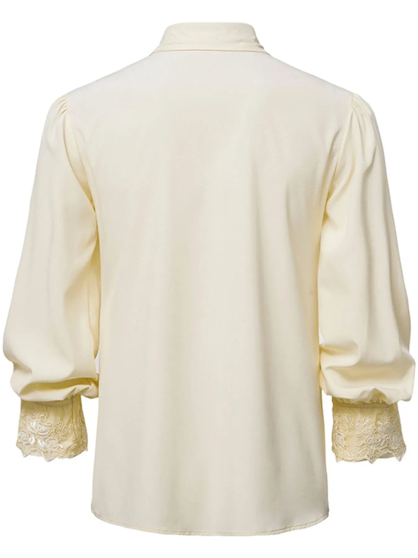 Men's Ruffled Lace Detail Long Sleeve Blouse