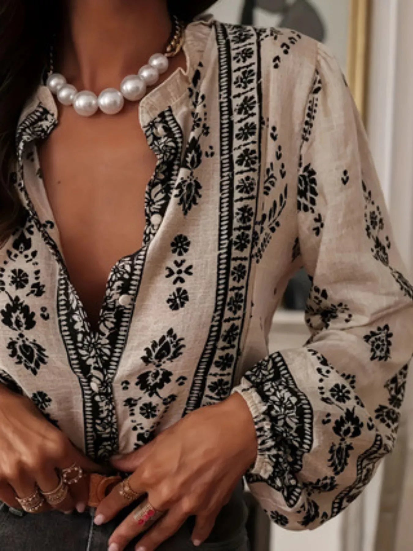 Vintage Print Long Sleeve Shirt