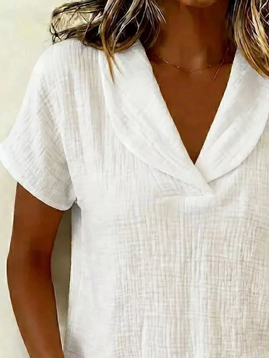 Full Size Textured Short Sleeve Blouse Plus Size