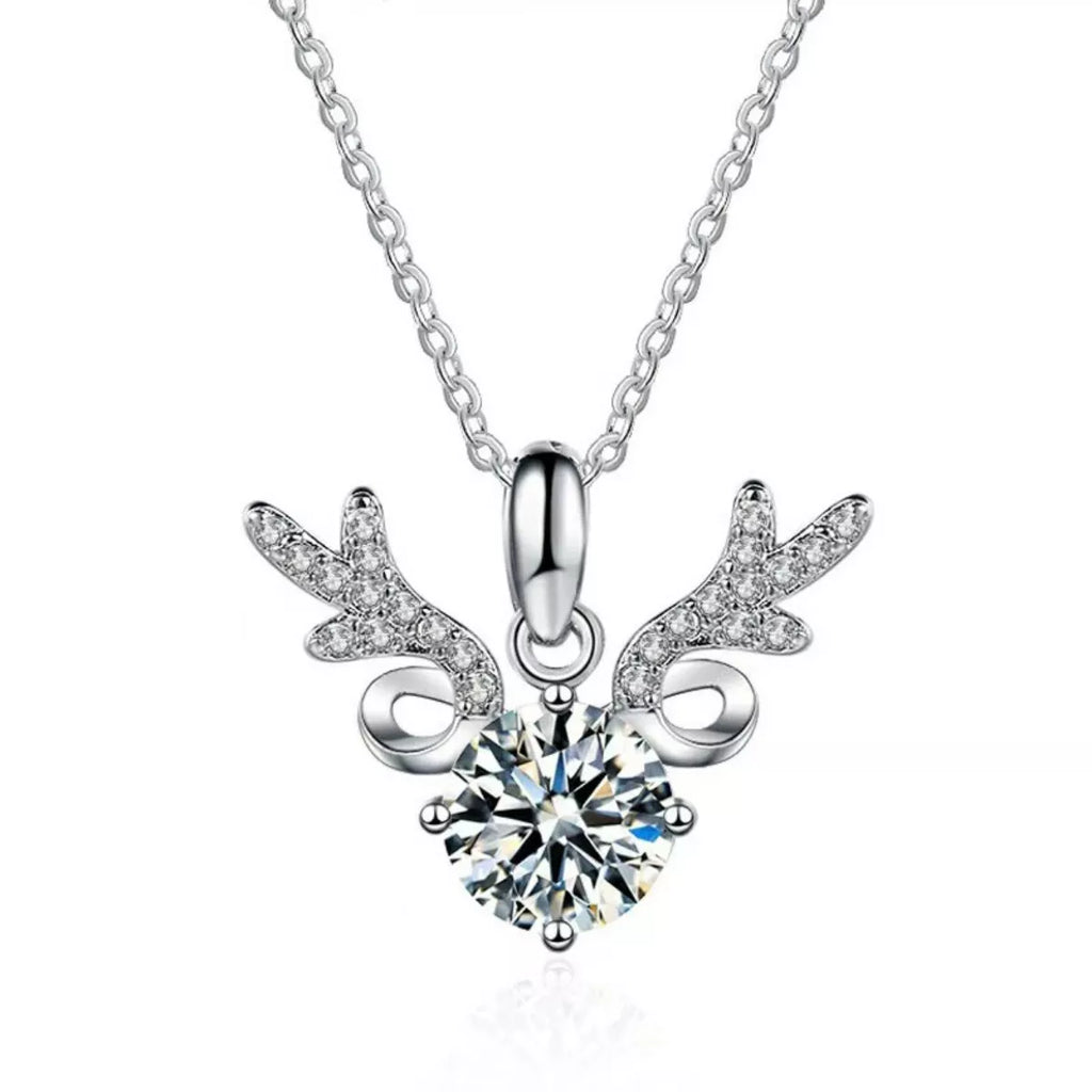 1 Carat Moissanite 925 Sterling Silver Antlers Necklace
